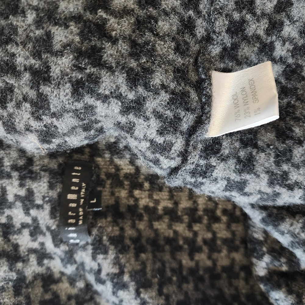 ChiaraMente Women’s Wool Open Cardigan Sweater Houndstooth Gray Large - Picture 8 of 12